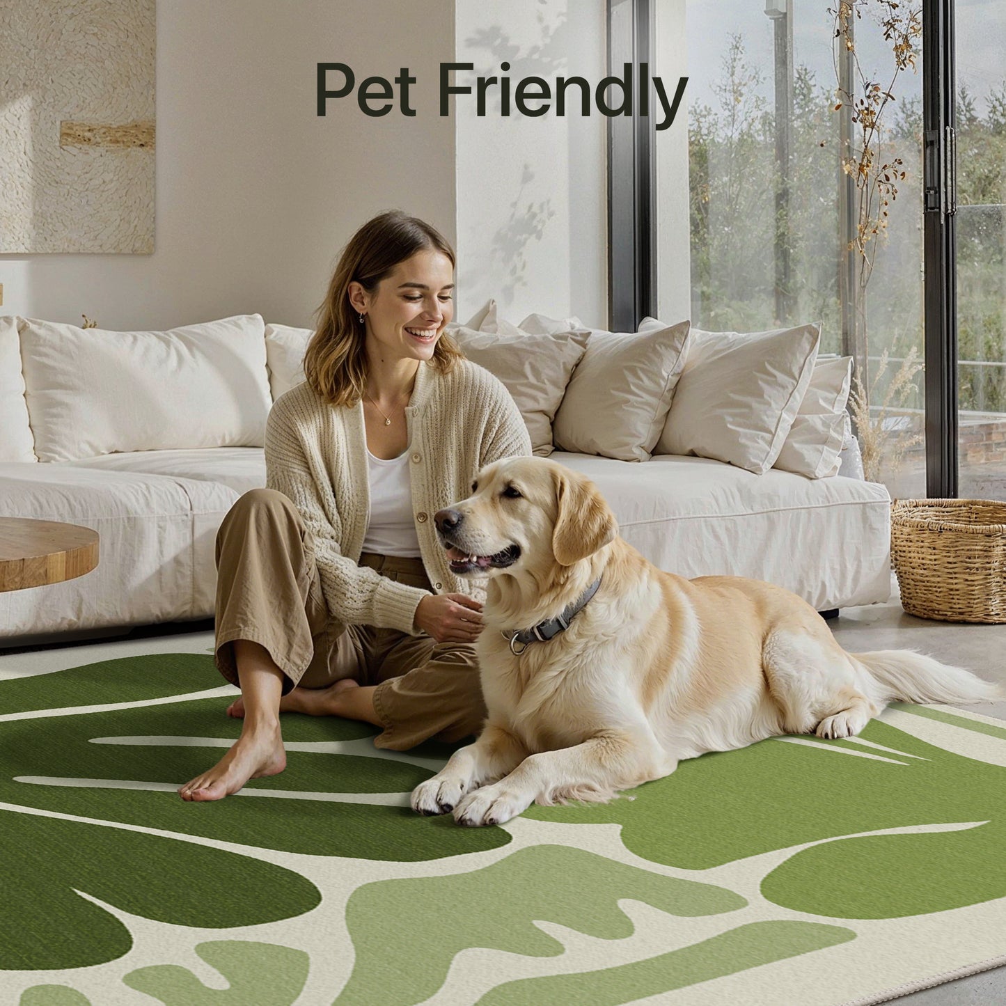 KUETH 3X5 Area Rugs Machine Washable Rugs for Living Room, Non Slip Throw Rug with Rubber Backing, Green Rug for Entryway、Bedroom、Kitchen、Floor and Dining Room