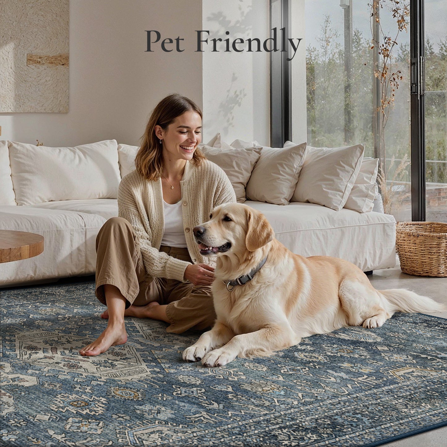 KUETH  Area Rugs Machine Washable Rugs for Living Room, Non Slip Throw Rug with Rubber Backing, Rug for Entryway、Bedroom、Kitchen、Floor and Dining Room