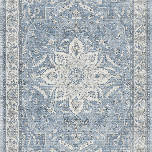 KUETH Modern 8x10 Area Rugs for Living Room, Non Slip Machine Washable Retro Rugs, Low Pile Chenille Print Rug for Bedroom, Dining Room, Home Office