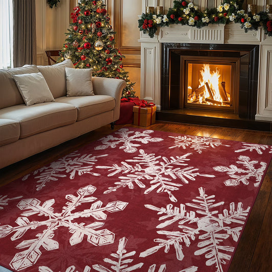 KUETH Christmas Area Rugs 5x7 Machine Washable Non Slip Red Rugs for Living Room Bedroom Home Decor
