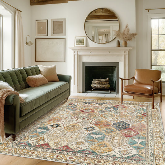 Area Rug for Living Room Machine Washable Rugs with Non-slips Clay