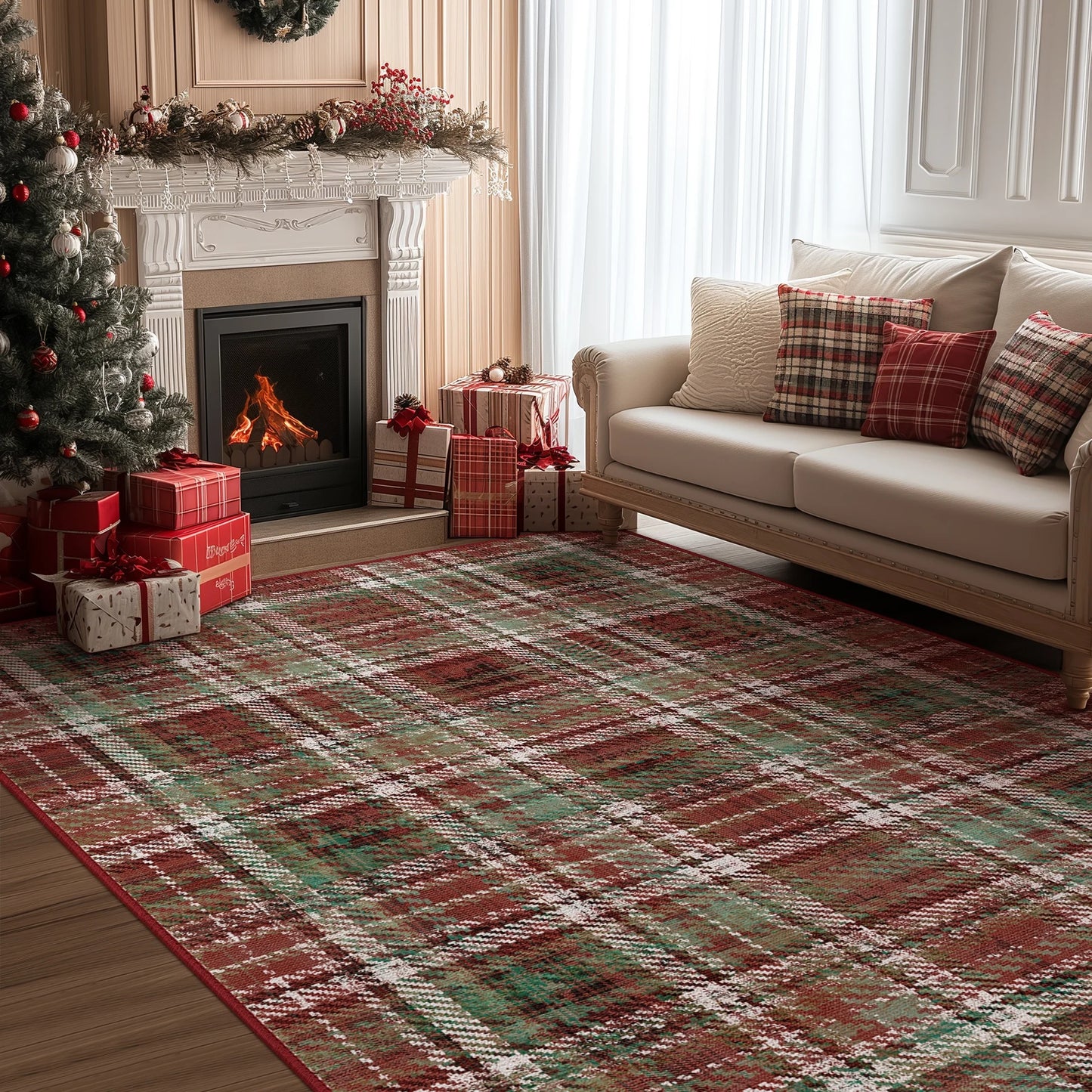KUETH 3×5 Large Indoor Christmas Area Rug, Christmas Rugs for Living Room,Machine Washable Rug, Printed Holiday Decor, Non-Slip Rug, Bedroom, Kitchen, Dinning Room