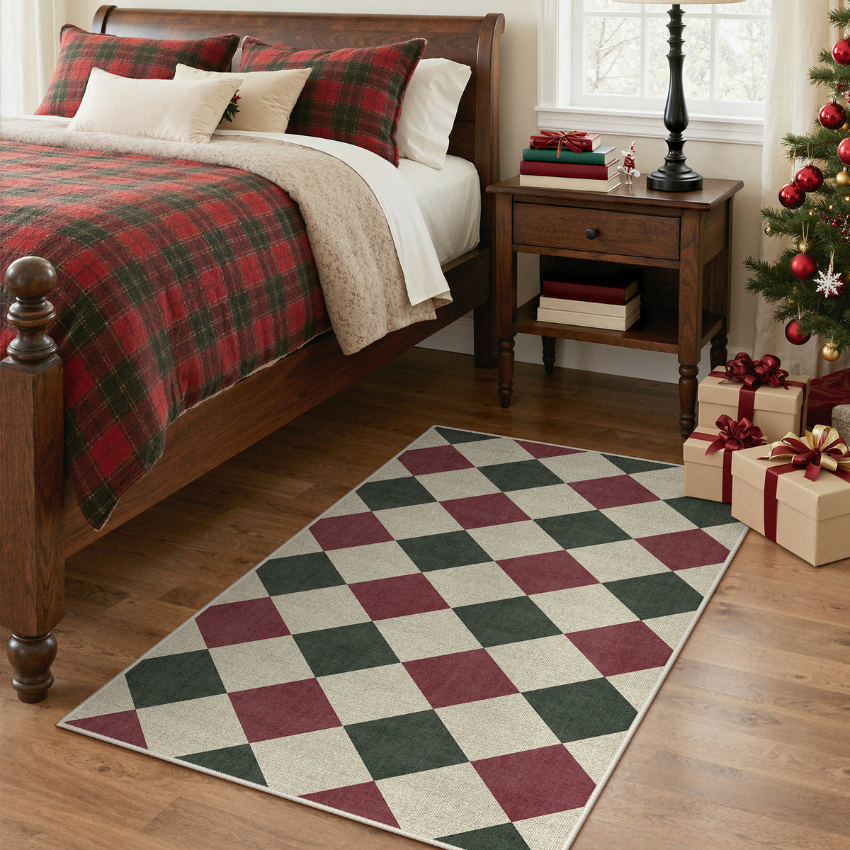 KUETH 8X10 Large Indoor Christmas Area Rug, Christmas Rugs for Living Room,Machine Washable Rug, Ultra-thin Printed, Non-Slip Rug, Bedroom, Kitchen, Dinning Room