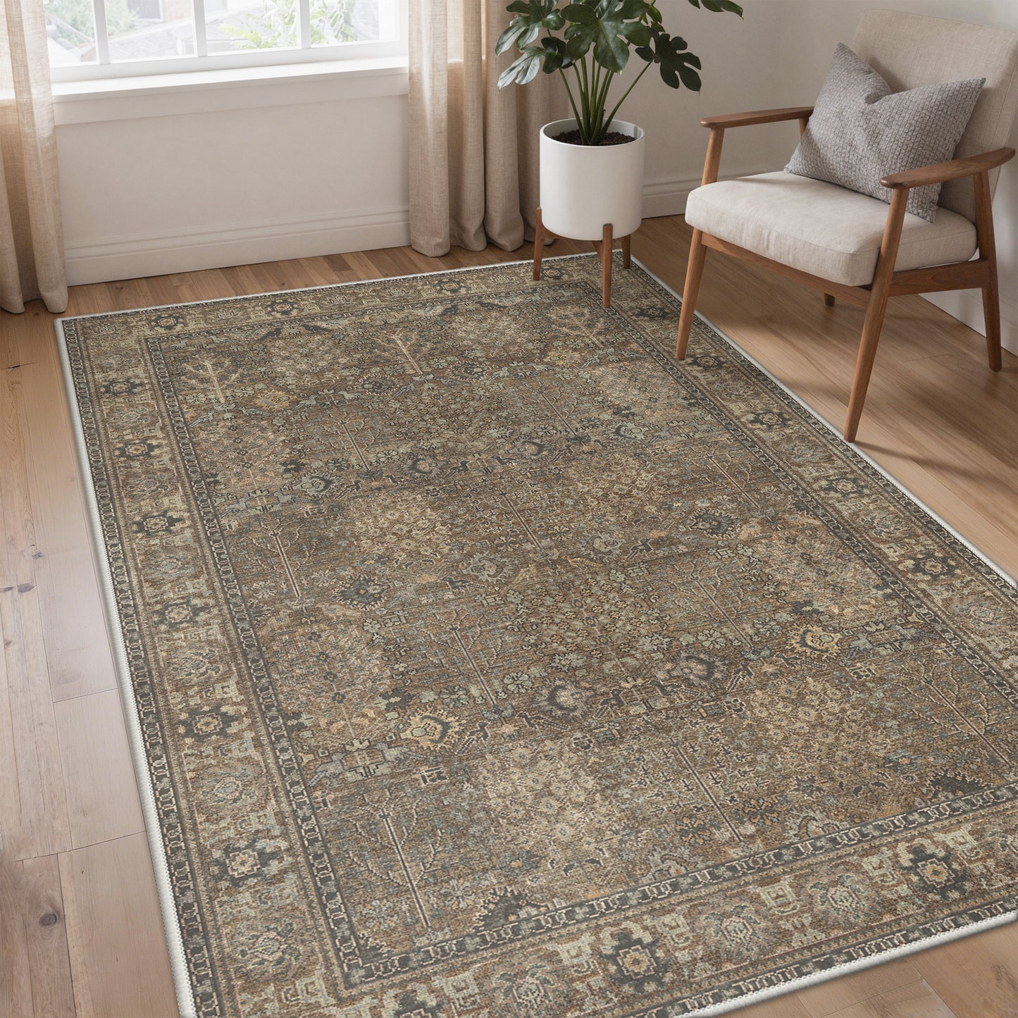 KUETH  Area Rugs Machine Washable Rugs for Living Room, Non Slip Throw Rug with Rubber Backing, Rug for Entryway、Bedroom、Kitchen、Floor and Dining Room
