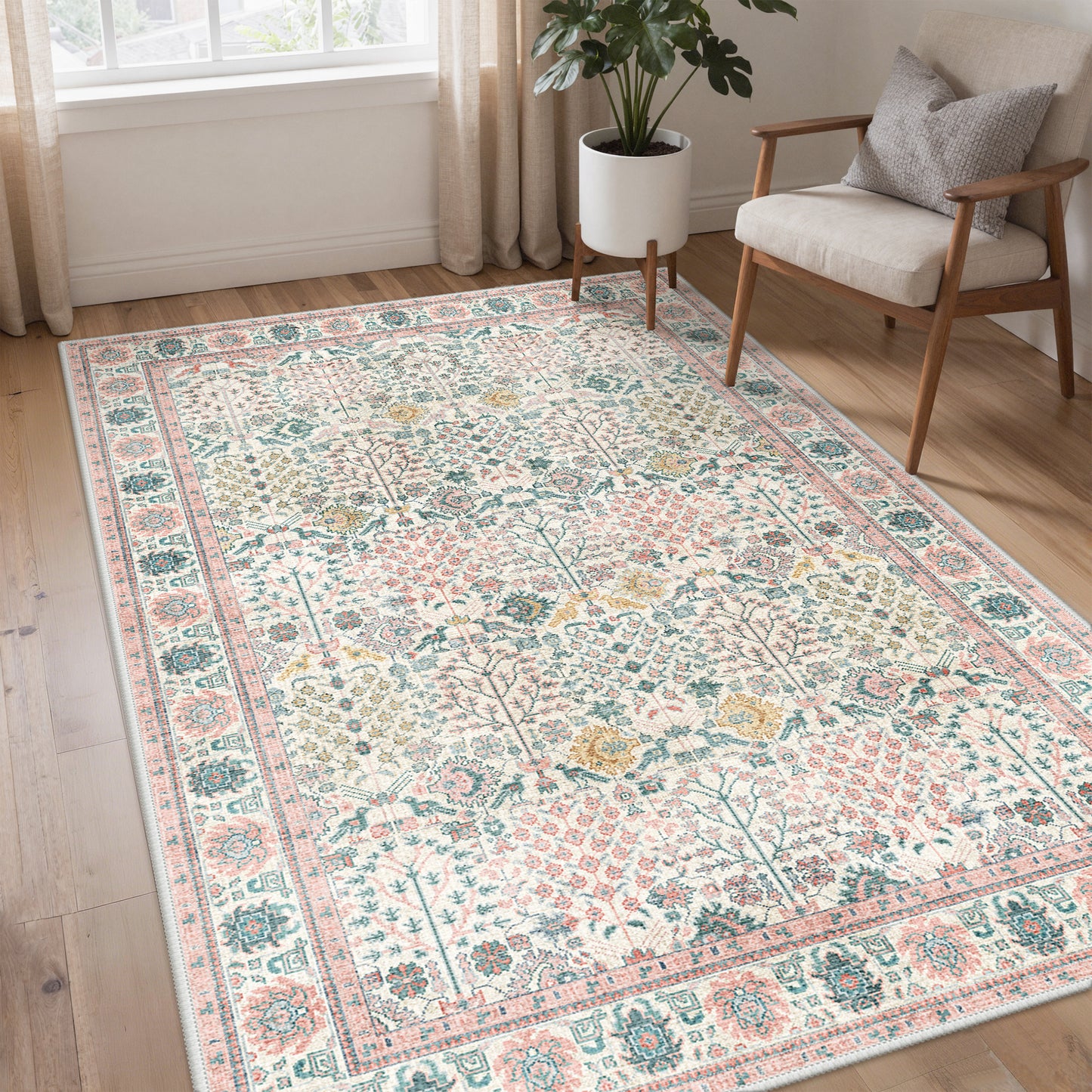 KUETH  Area Rugs Machine Washable Rugs for Living Room, Non Slip Throw Rug with Rubber Backing, Rug for Entryway、Bedroom、Kitchen、Floor and Dining Room