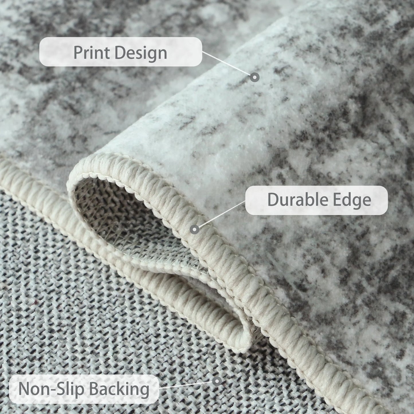 KUETH 6x9 Area Rugs for Living Room Bedroom, Machine Washable Stain Resistant Non-Shed Carpet, Low Pile Mat with Non Slip Backing