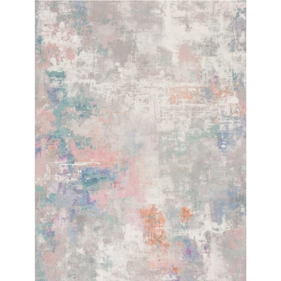 KUETH 5x7 Area Rug Pastel Abstract, Machine Washable Vintage Distressed Throw Rug with Non-Slip Gripper, Modern Aesthetic Carpet for Bedroom Living Room