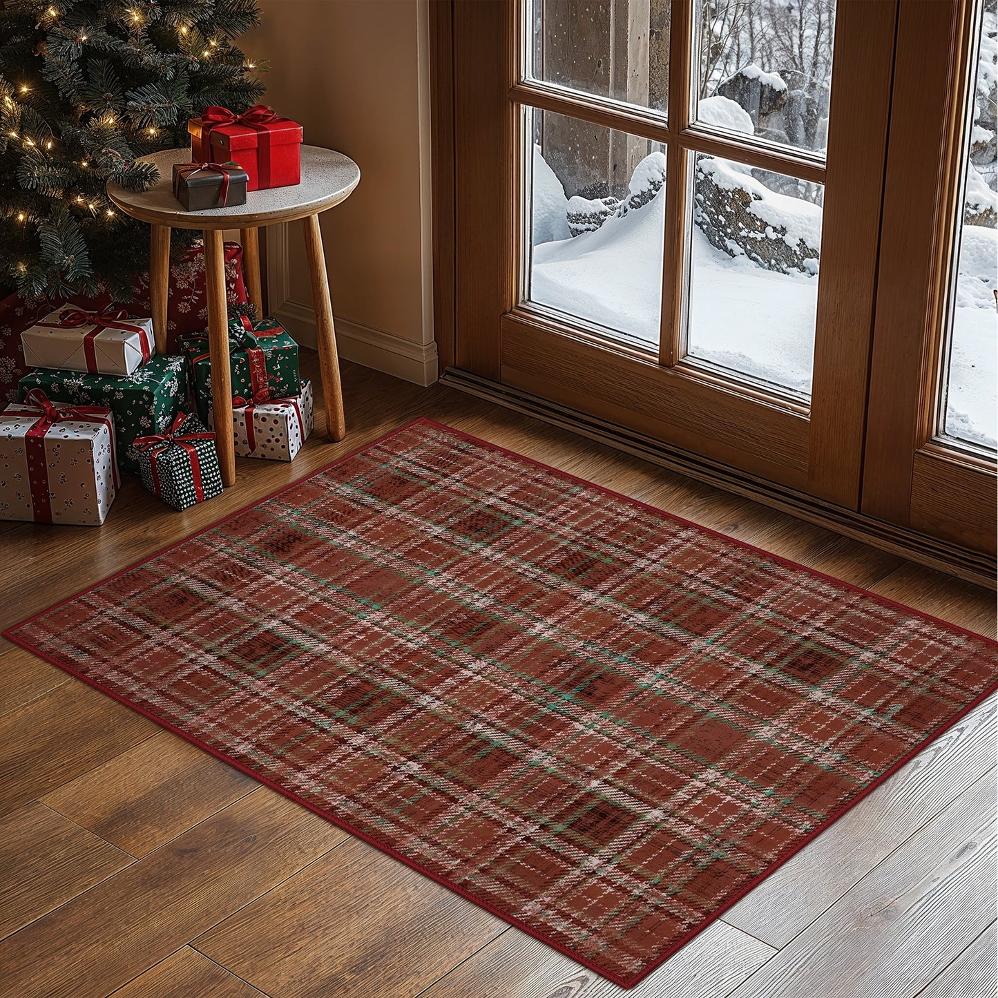 KUETH Christmas Area Rug 2×3 Indoor Kitchen, Christmas Rugs for Living Room,Machine Washable Rug,Printed Holiday Decor, Non-Slip Rug, Bedroom, Dinning Room