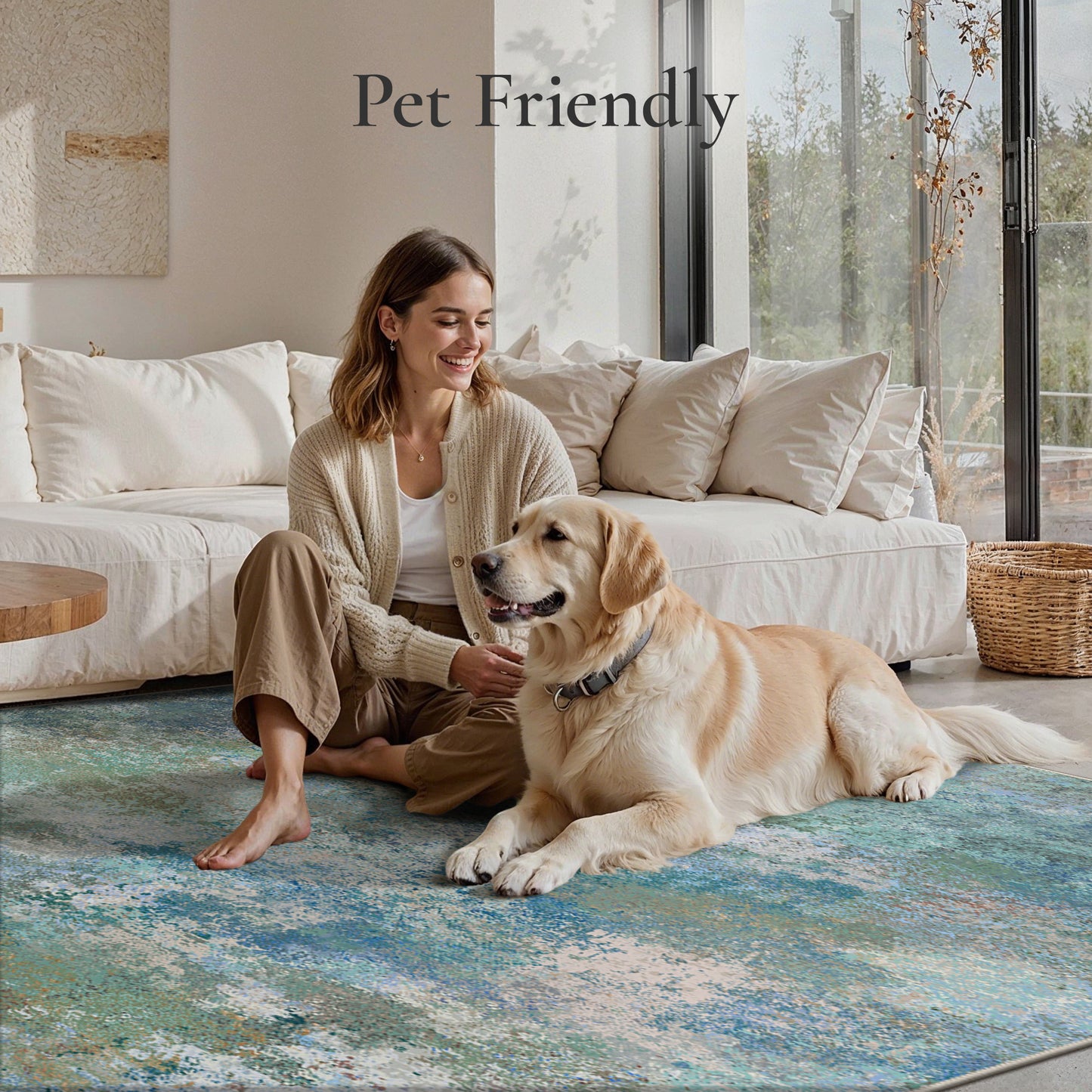 KUETH 9X12 Area Rugs Machine Washable Rugs for Living Room, Non Slip Throw Rug with Rubber Backing, Rug for Entryway、Bedroom、Kitchen、Floor and Dining Room