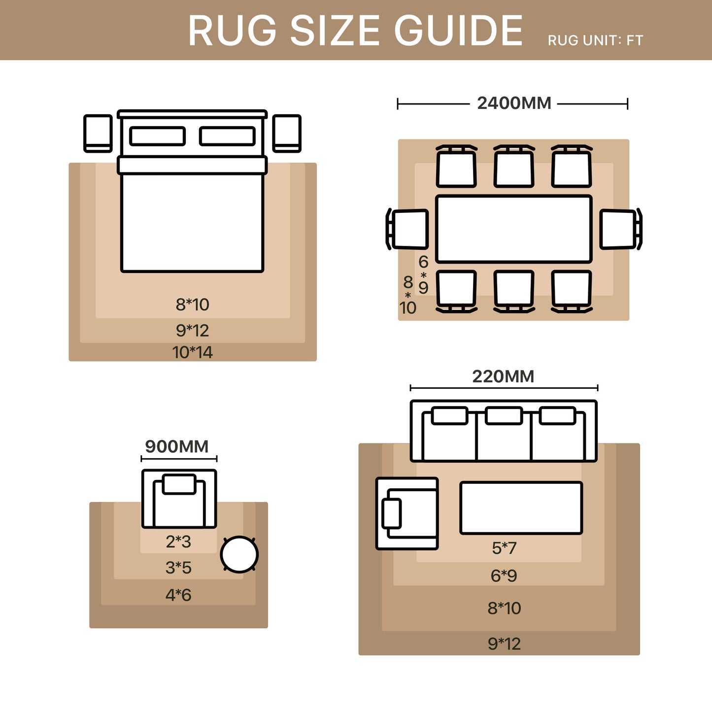 KUETH 8X10 Area Rugs Machine Washable Rugs for Living Room, Non Slip Throw Rug with Rubber Backing, Brown Rug for Entryway、Bedroom、Kitchen、Floor and Dining Room