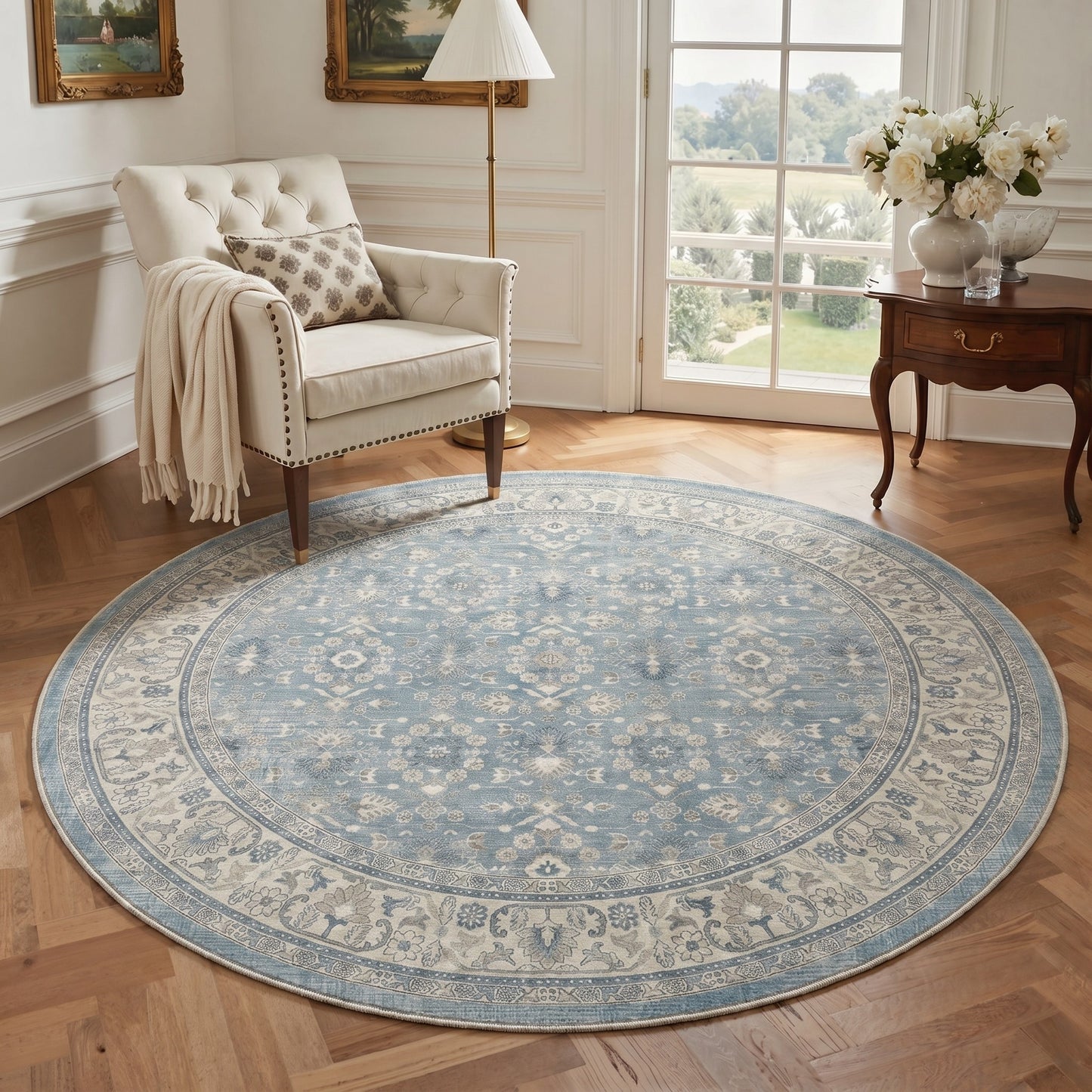 KUETH 8X10 Vintage Area Rugs Machine Washable Rugs for Living Room, Non Slip Flat Pile Rug with Rubber Backing, Boho Rug for Entryway Bedroom Dining Room Home Office