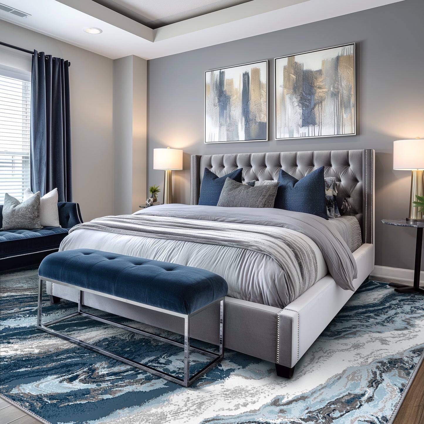 KUETH Area Rugs for Bedroom 5x7 Abstract Machine Washable Vintage Rugs Distressed Modern Print Throw Rug for Living Room Aesthetic, Non Slip Carpet with Gripper