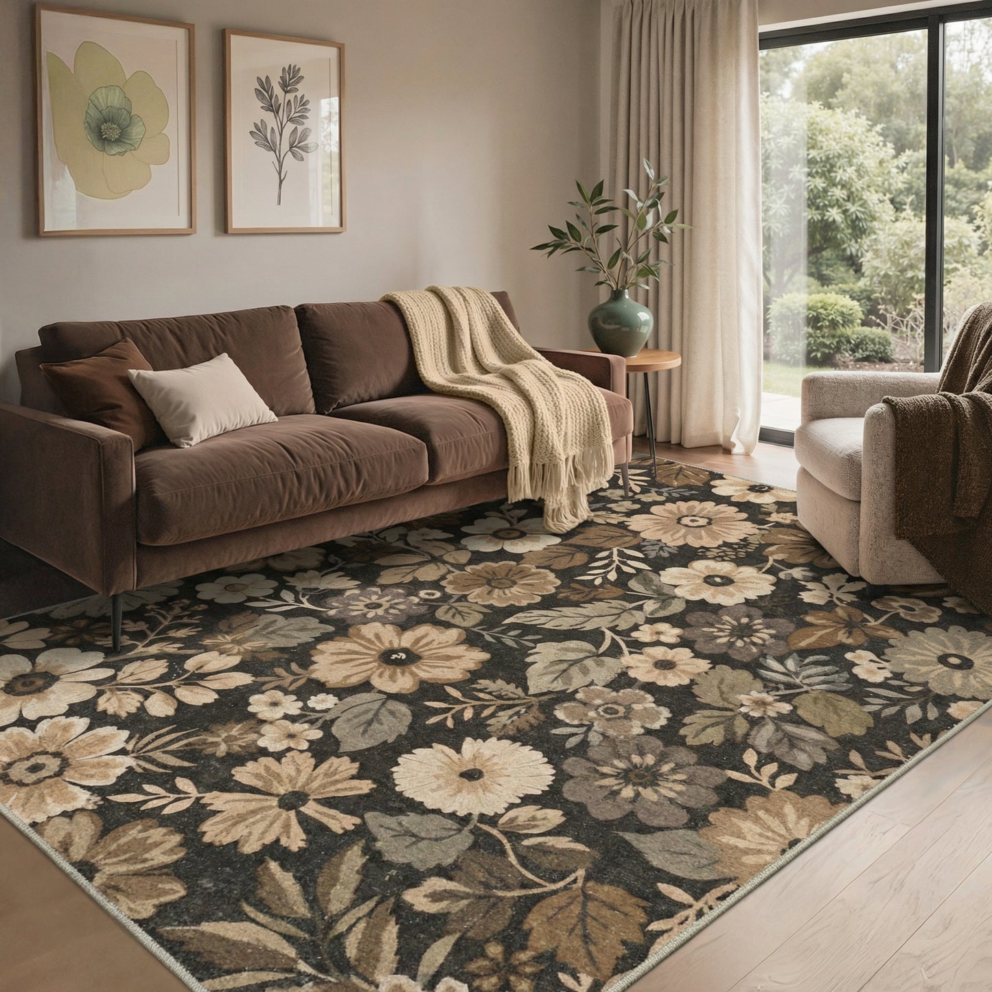 KUETH  Area Rugs Machine Washable Rugs for Living Room, Non Slip Throw Rug with Rubber Backing, Rug for Entryway、Bedroom、Kitchen、Floor and Dining Room