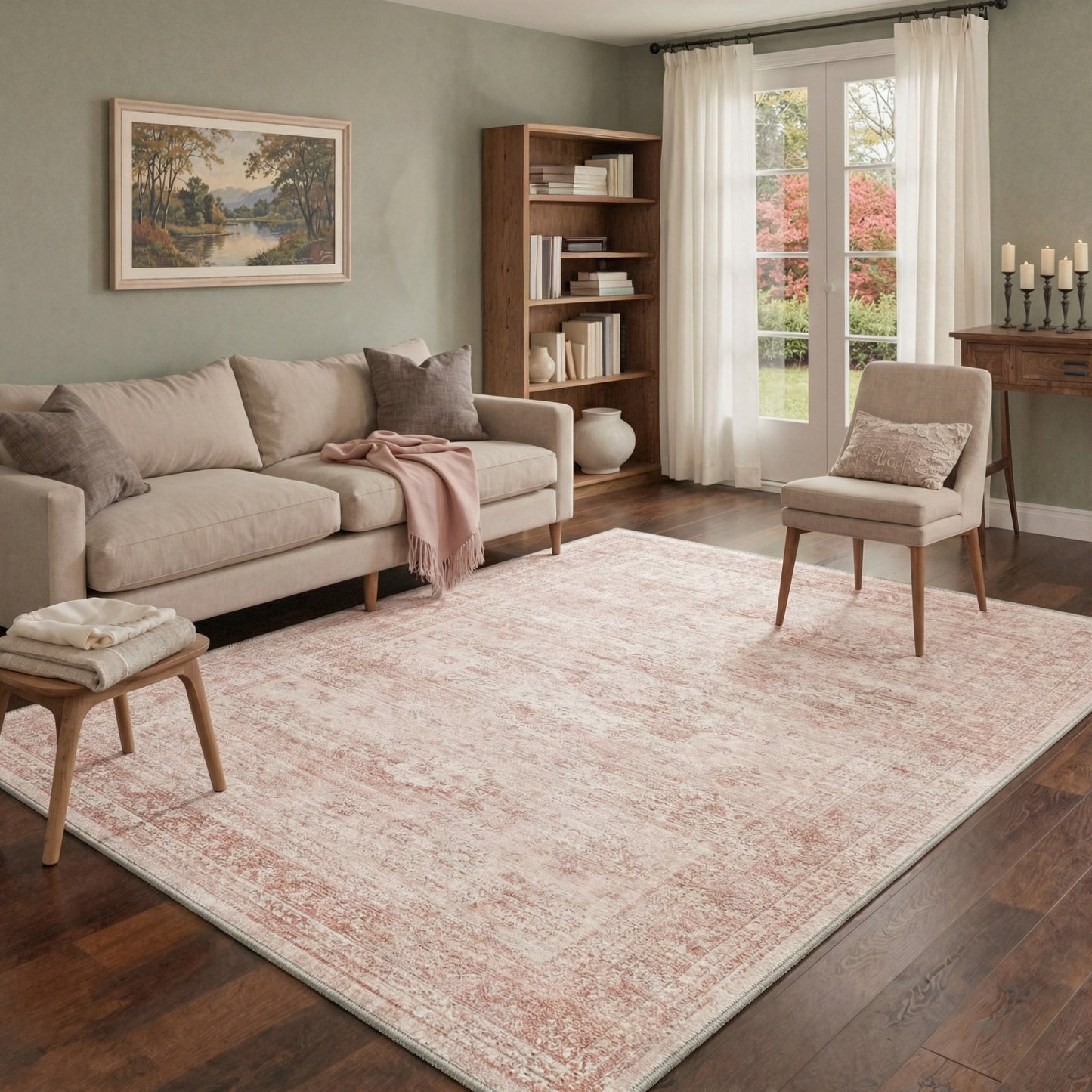 KUETH  Area Rugs Machine Washable Rugs for Living Room, Non Slip Throw Rug with Rubber Backing, Rug for Entryway、Bedroom、Kitchen、Floor and Dining Room
