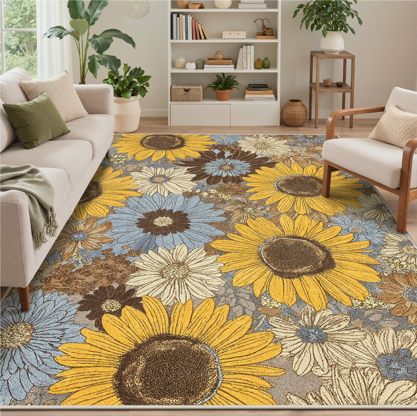 KUETH  Area Rugs Machine Washable Rugs for Living Room, Non Slip Throw Rug with Rubber Backing, Rug for Entryway、Bedroom、Kitchen、Floor and Dining Room