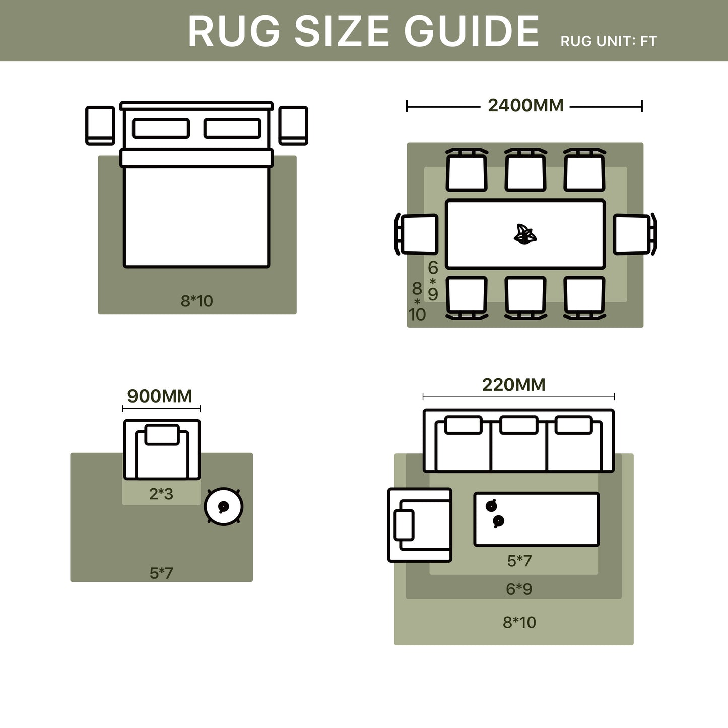 KUETH Modern 8x10 Area Rugs for Living Room, Non Slip Machine Washable Retro Rugs, Low Pile Chenille Print Rug for Bedroom, Dining Room, Home Office