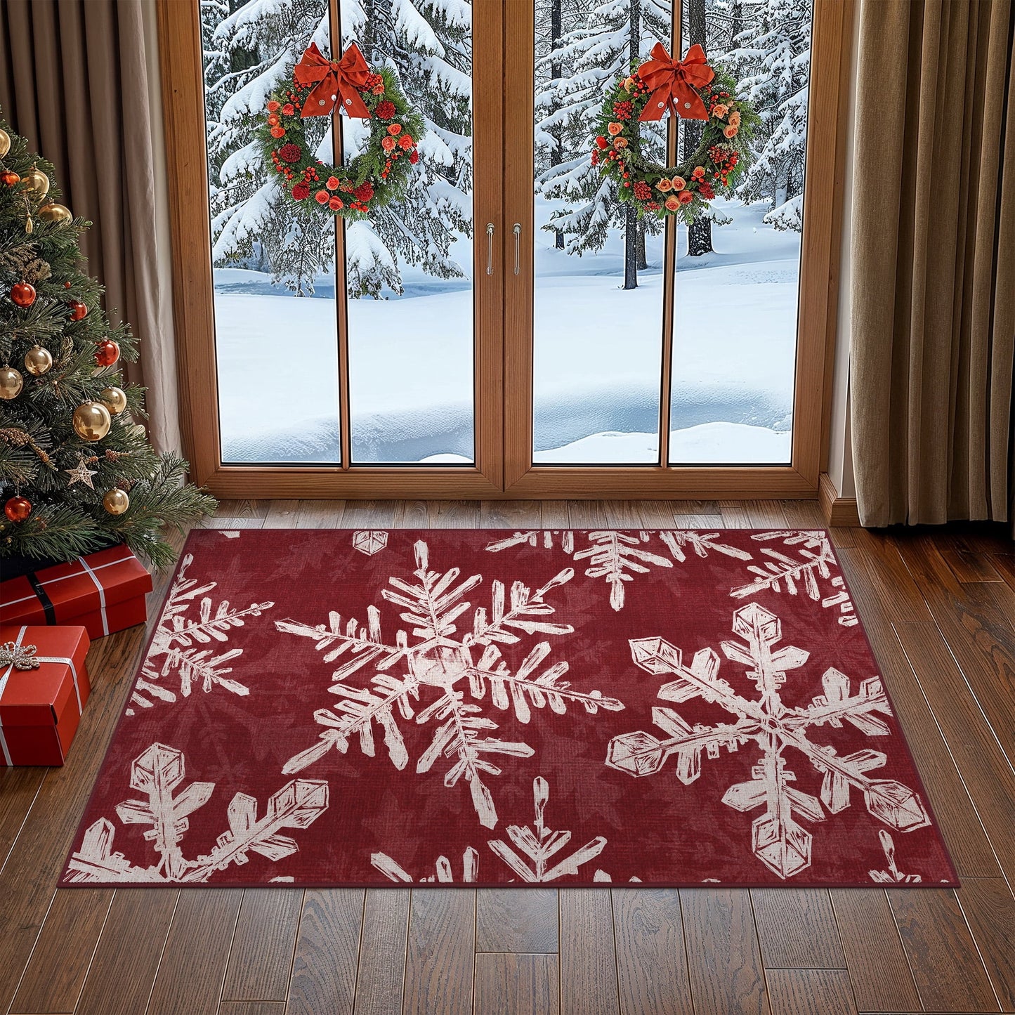 KUETH Christmas Runner Rugs 2x3 Machine Washable Non Slip Red Rugs for Kitchen,doorways and Hallway Decor