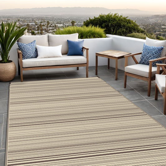 KUETH 6'x 9' Outdoor Waterproof Rug Camping Mat Patio Carpet,COFFEE&BEIGE