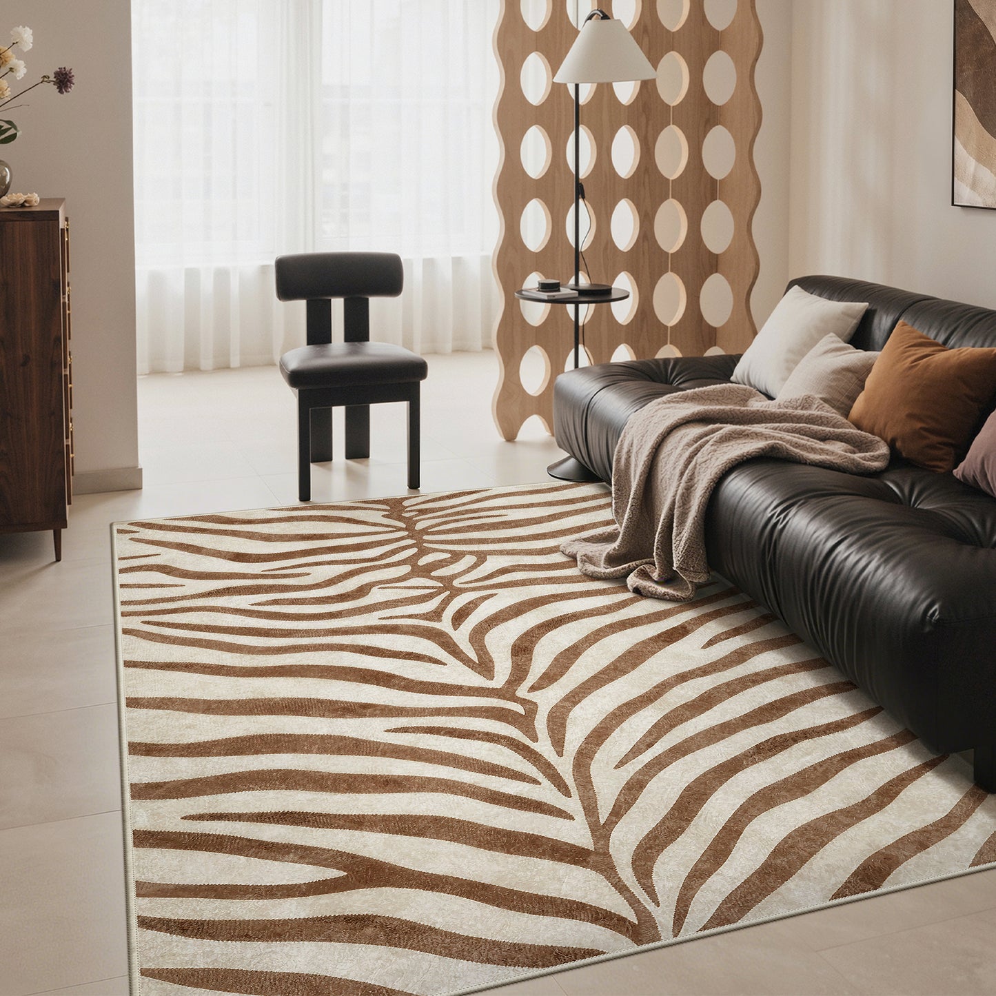 KUETH 8x10 Zebra Area Rugs Machine Washable Rugs for Living Room, Non Slip Flat Pile Rug with Rubber Backing, Modern Rug for Entryway Bedroom Dining Room Home Office