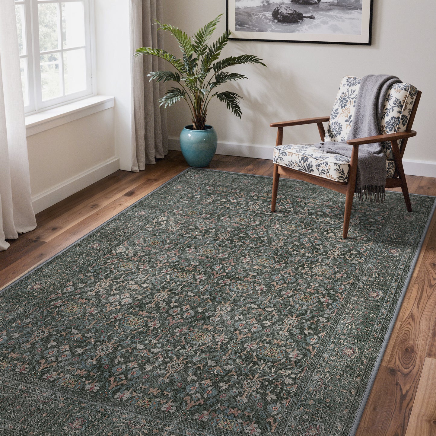 KUETH  Area Rugs Machine Washable Rugs for Living Room, Non Slip Throw Rug with Rubber Backing, Rug for Entryway、Bedroom、Kitchen、Floor and Dining Room