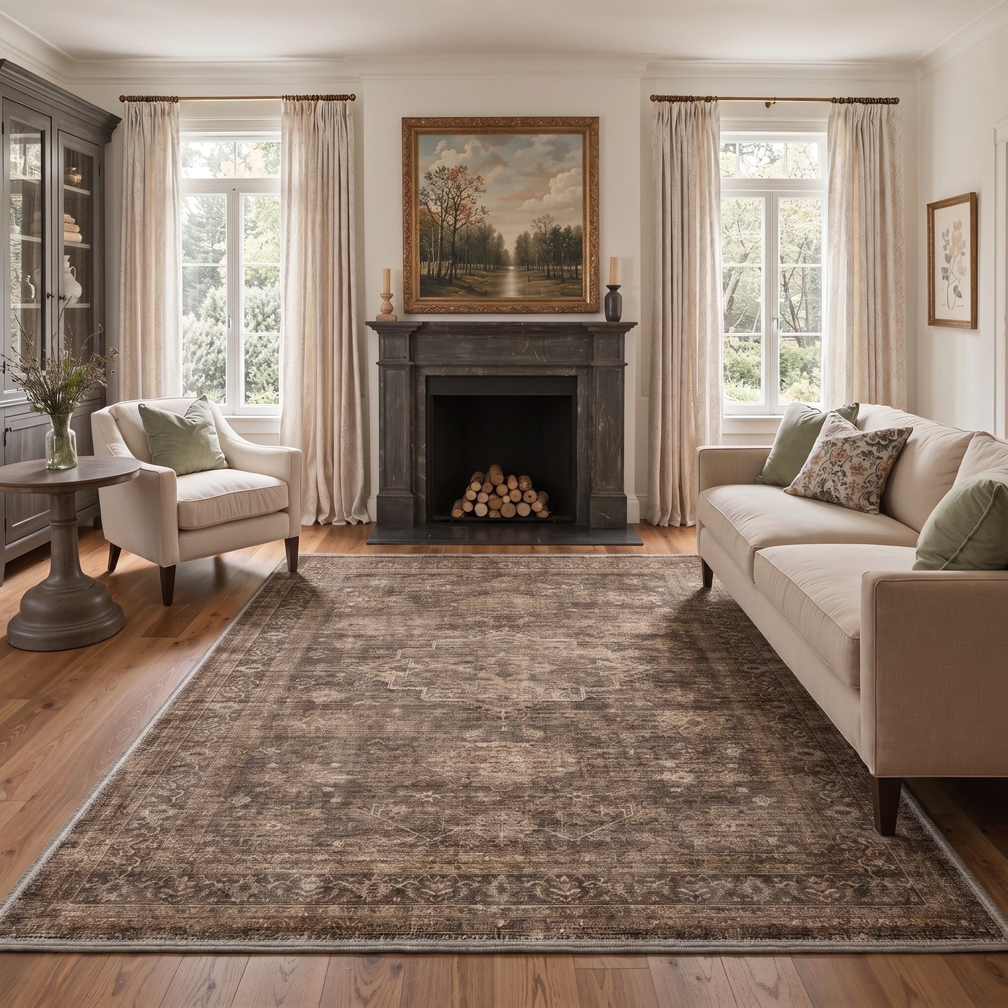 KUETH  Area Rugs Machine Washable Rugs for Living Room, Non Slip Throw Rug with Rubber Backing, Rug for Entryway、Bedroom、Kitchen、Floor and Dining Room