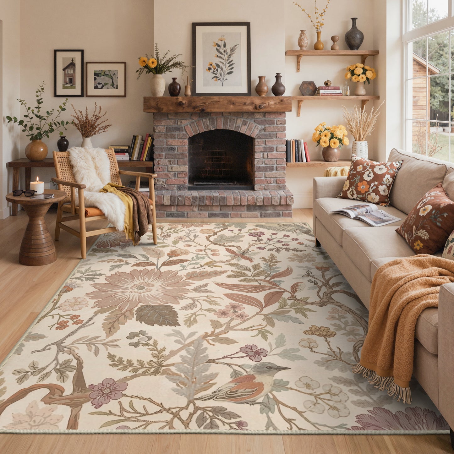 KUETH  Area Rugs Machine Washable Rugs for Living Room, Non Slip Throw Rug with Rubber Backing, Rug for Entryway、Bedroom、Kitchen、Floor and Dining Room