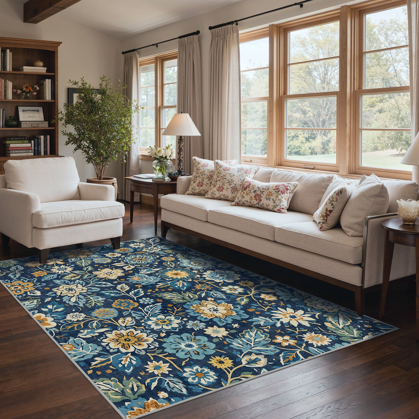 KUETH  Area Rugs Machine Washable Rugs for Living Room, Non Slip Throw Rug with Rubber Backing, Rug for Entryway、Bedroom、Kitchen、Floor and Dining Room