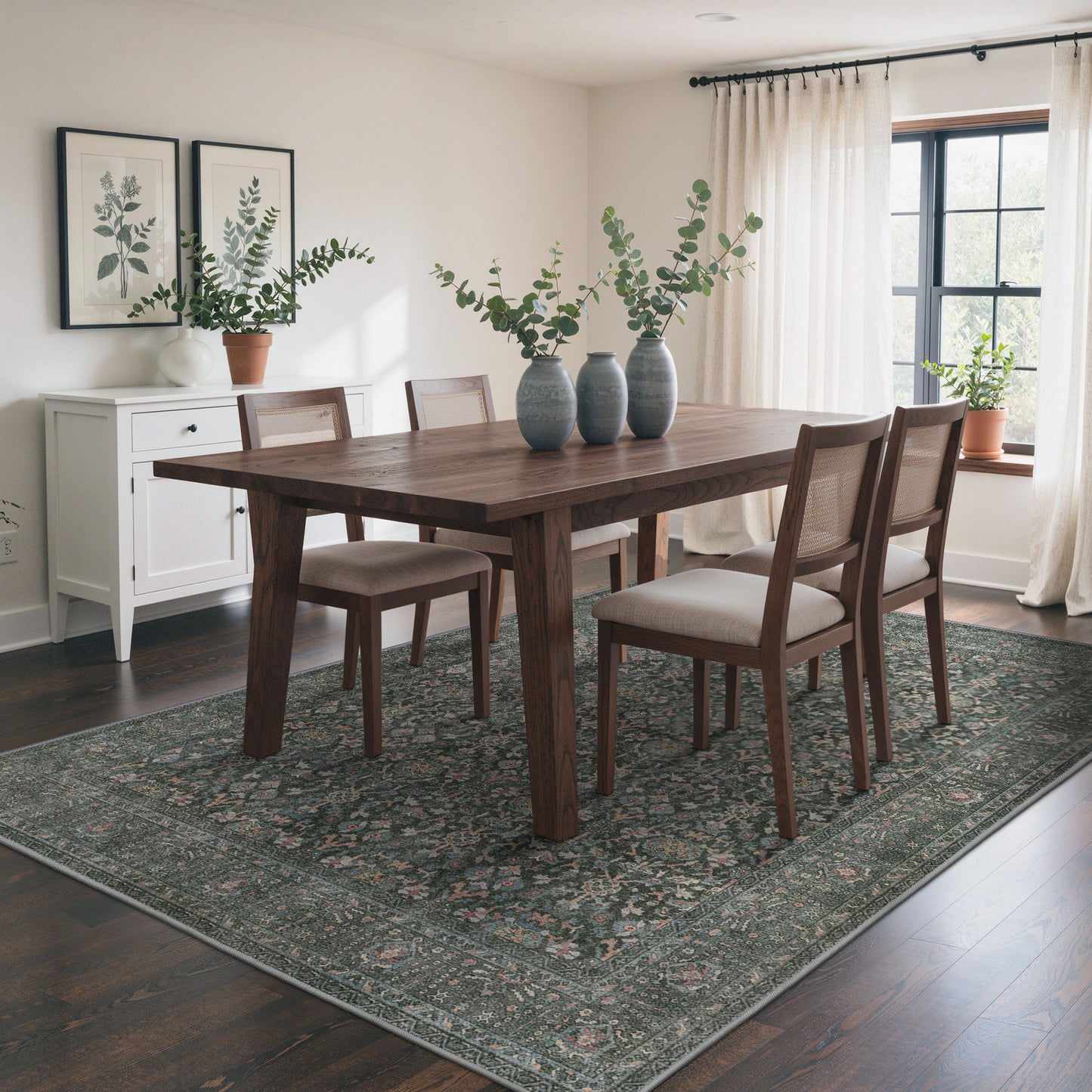 KUETH  Area Rugs Machine Washable Rugs for Living Room, Non Slip Throw Rug with Rubber Backing, Rug for Entryway、Bedroom、Kitchen、Floor and Dining Room