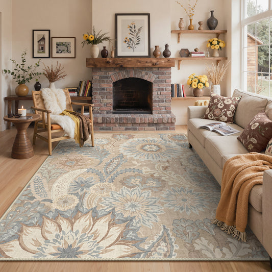 KUETH  Area Rugs Machine Washable Rugs for Living Room, Non Slip Throw Rug with Rubber Backing, Rug for Entryway、Bedroom、Kitchen、Floor and Dining Room