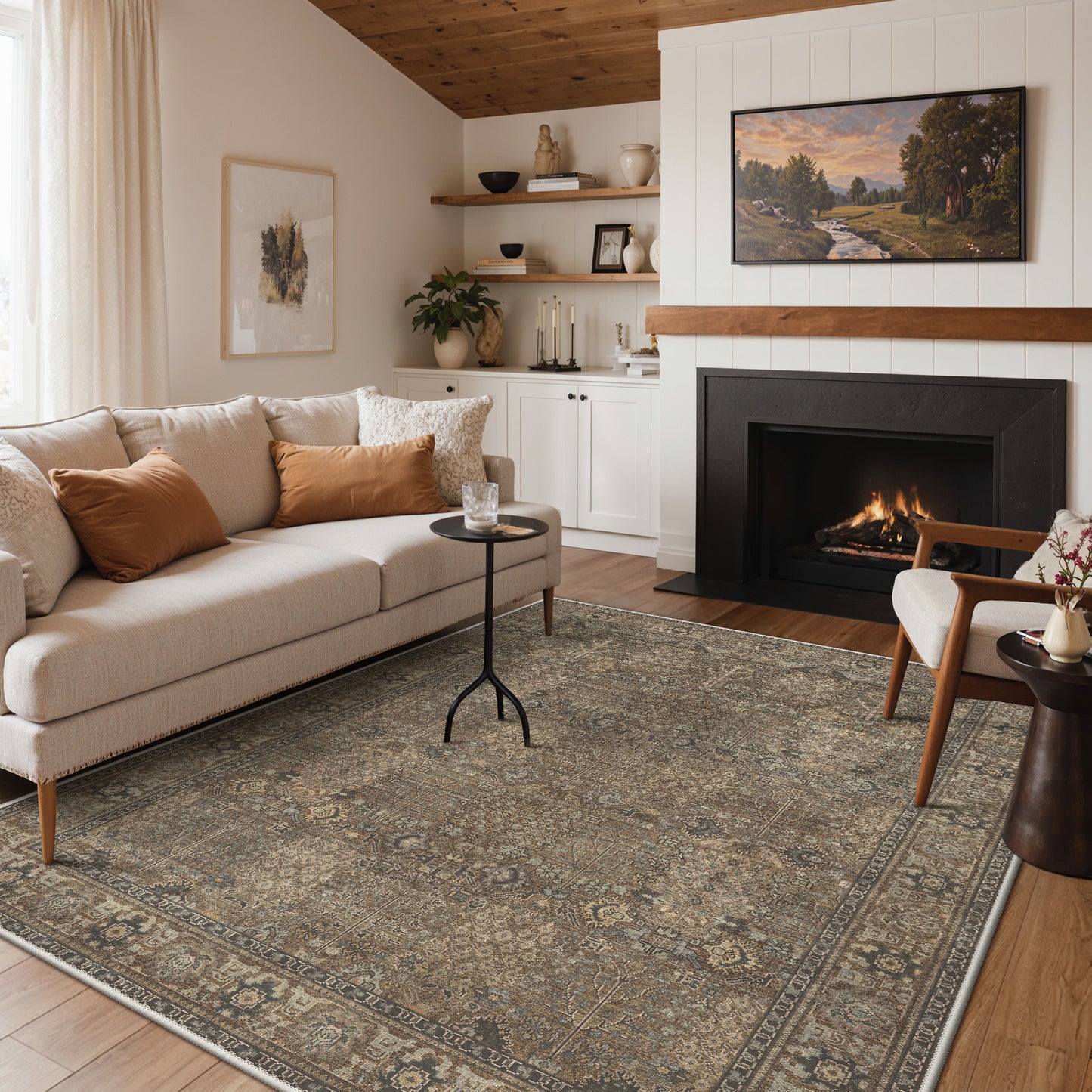 KUETH  Area Rugs Machine Washable Rugs for Living Room, Non Slip Throw Rug with Rubber Backing, Rug for Entryway、Bedroom、Kitchen、Floor and Dining Room
