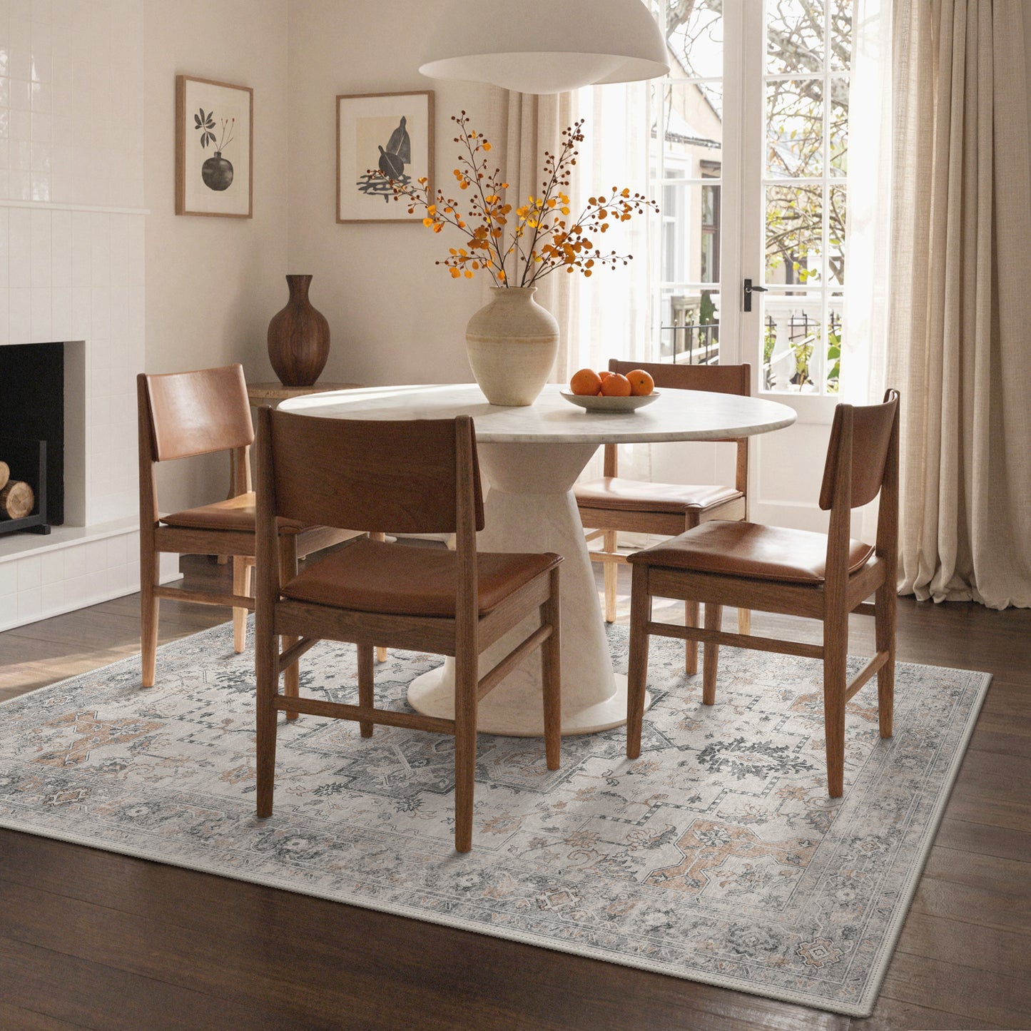 KUETH  Reversible Area Rug with Free Rug Pad, Machine Washable Rug, Dual Pattern Design Rug for Living Room, Bedroom, Entryway, Kitchen, Dining Room