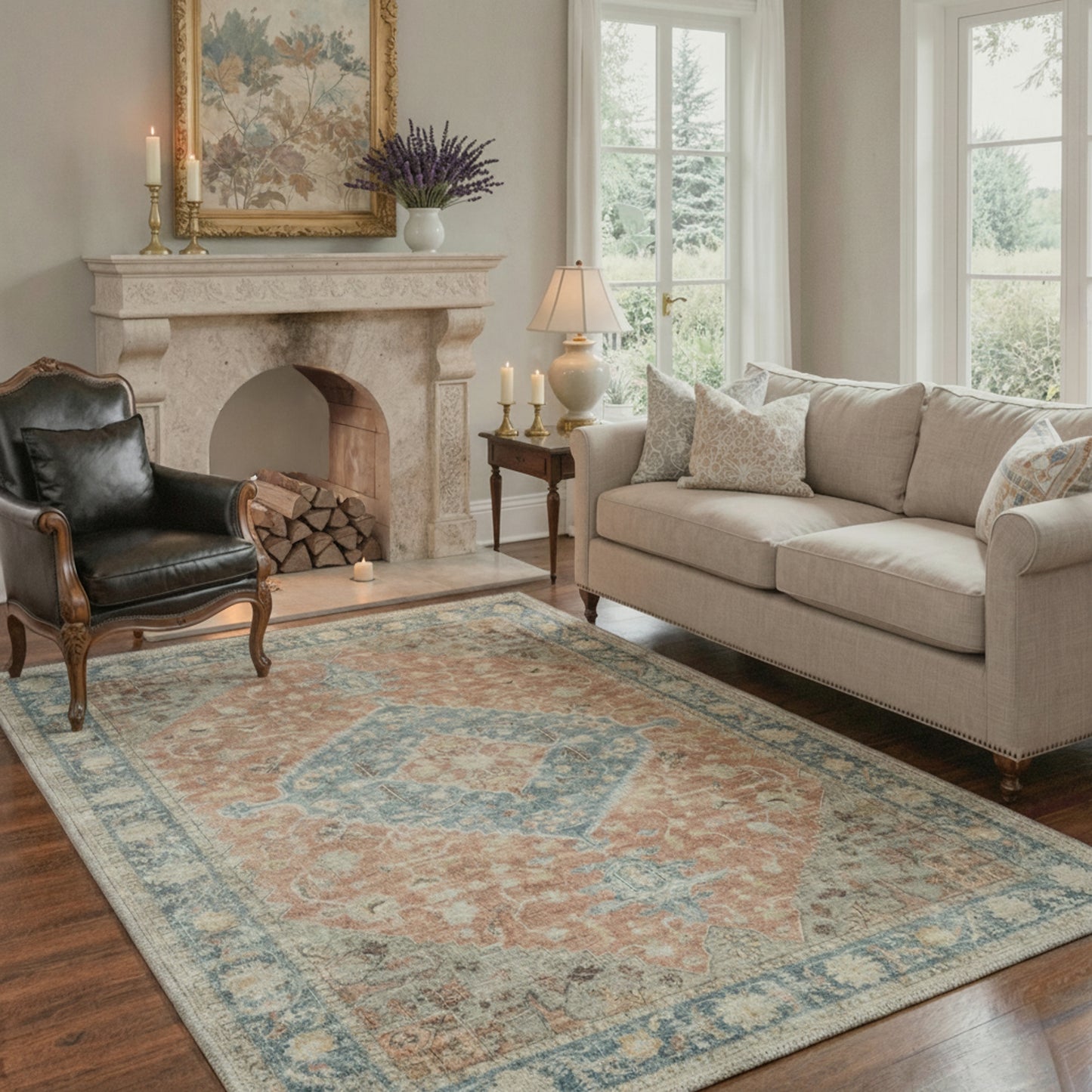 KUETH  Area Rugs Machine Washable Rugs for Living Room, Non Slip Throw Rug with Rubber Backing, Rug for Entryway、Bedroom、Kitchen、Floor and Dining Room