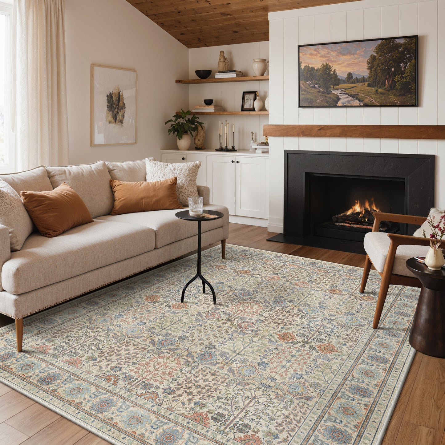 KUETH  Area Rugs Machine Washable Rugs for Living Room, Non Slip Throw Rug with Rubber Backing, Rug for Entryway、Bedroom、Kitchen、Floor and Dining Room