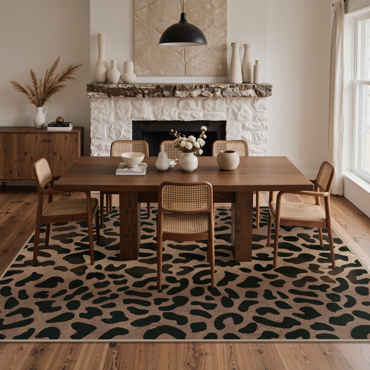 KUETH 5x7 Panthera Area Rugs Machine Washable Rugs for Living Room, Non Slip Flat Pile Rug with Rubber Backing, Modern Rug for Entryway Bedroom Dining Room Home Office