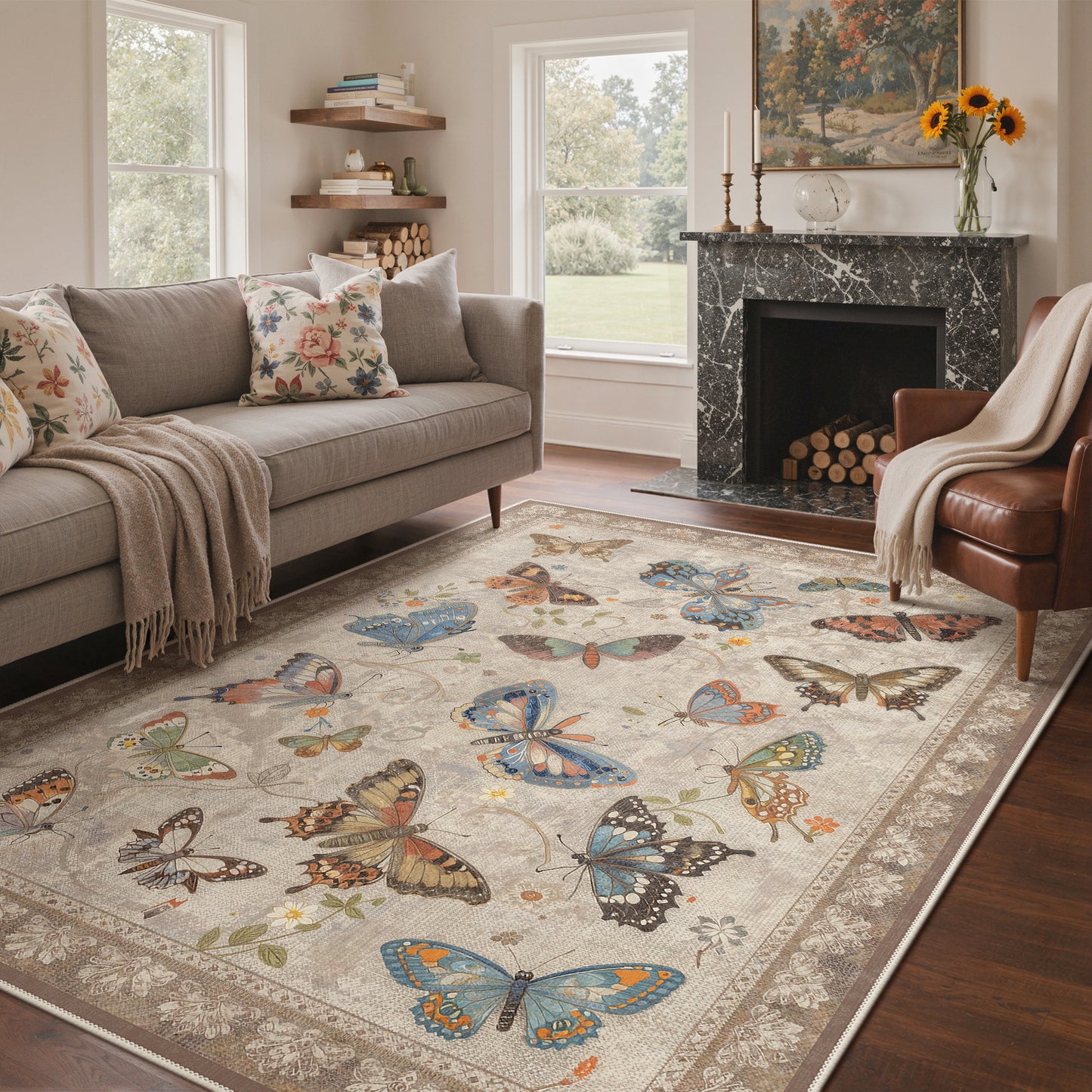 KUETH  Area Rugs Machine Washable Rugs for Living Room, Non Slip Throw Rug with Rubber Backing, Rug for Entryway、Bedroom、Kitchen、Floor and Dining Room（副本）
