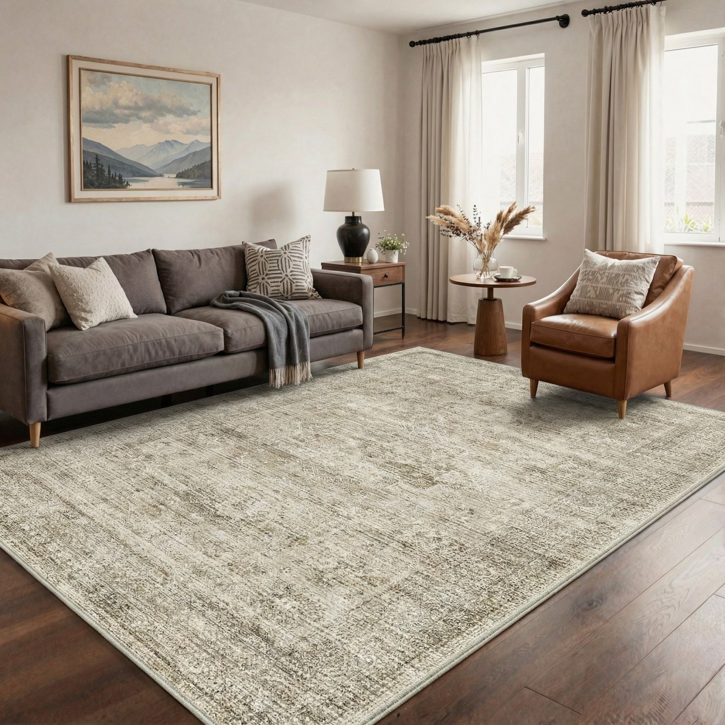 KUETH  Area Rugs Machine Washable Rugs for Living Room, Non Slip Throw Rug with Rubber Backing, Rug for Entryway、Bedroom、Kitchen、Floor and Dining Room