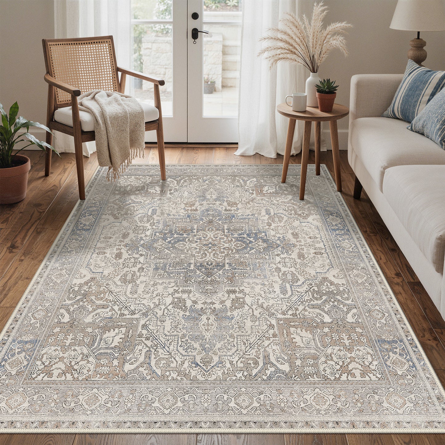KUETH  Area Rugs Machine Washable Rugs for Living Room, Non Slip Throw Rug with Rubber Backing, Rug for Entryway、Bedroom、Kitchen、Floor and Dining Room