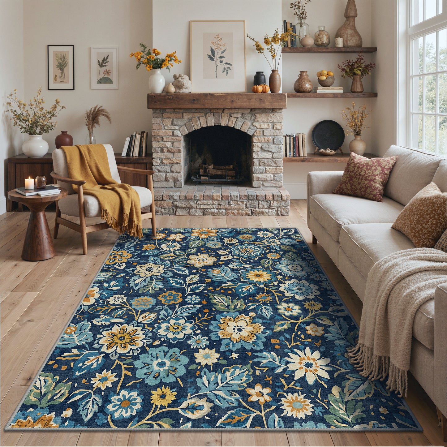 KUETH  Area Rugs Machine Washable Rugs for Living Room, Non Slip Throw Rug with Rubber Backing, Rug for Entryway、Bedroom、Kitchen、Floor and Dining Room