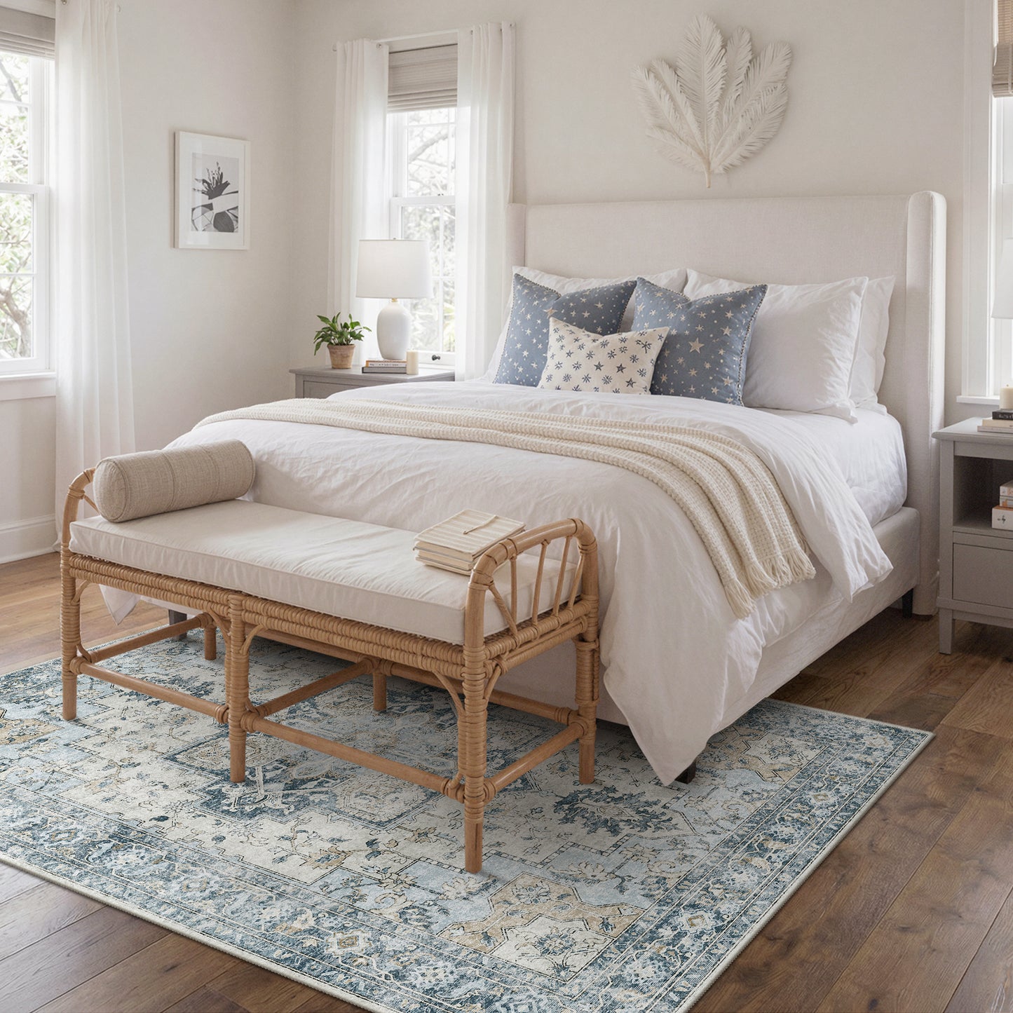 KUETH  Reversible Area Rug with Free Rug Pad, Machine Washable Rug, Dual Pattern Design Rug for Living Room, Bedroom, Entryway, Kitchen, Dining Room