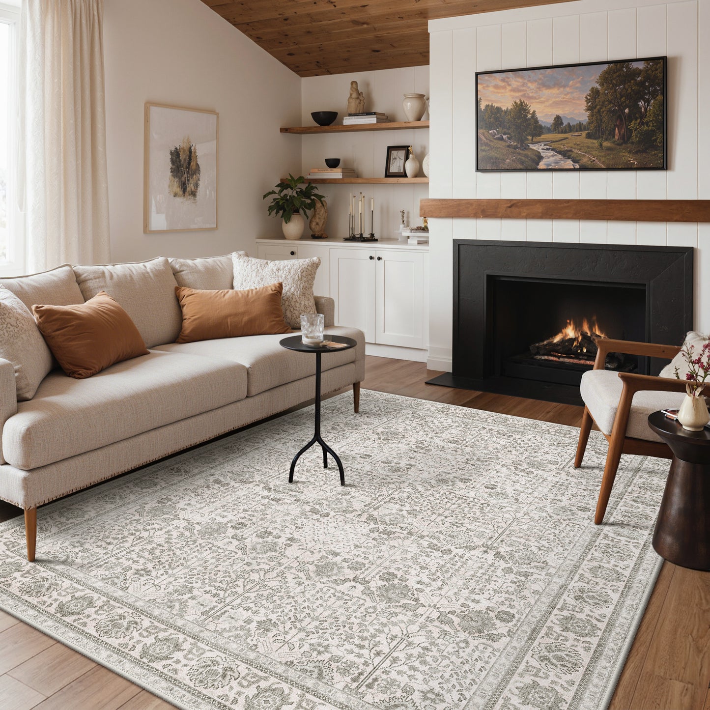KUETH  Area Rugs Machine Washable Rugs for Living Room, Non Slip Throw Rug with Rubber Backing, Rug for Entryway、Bedroom、Kitchen、Floor and Dining Room