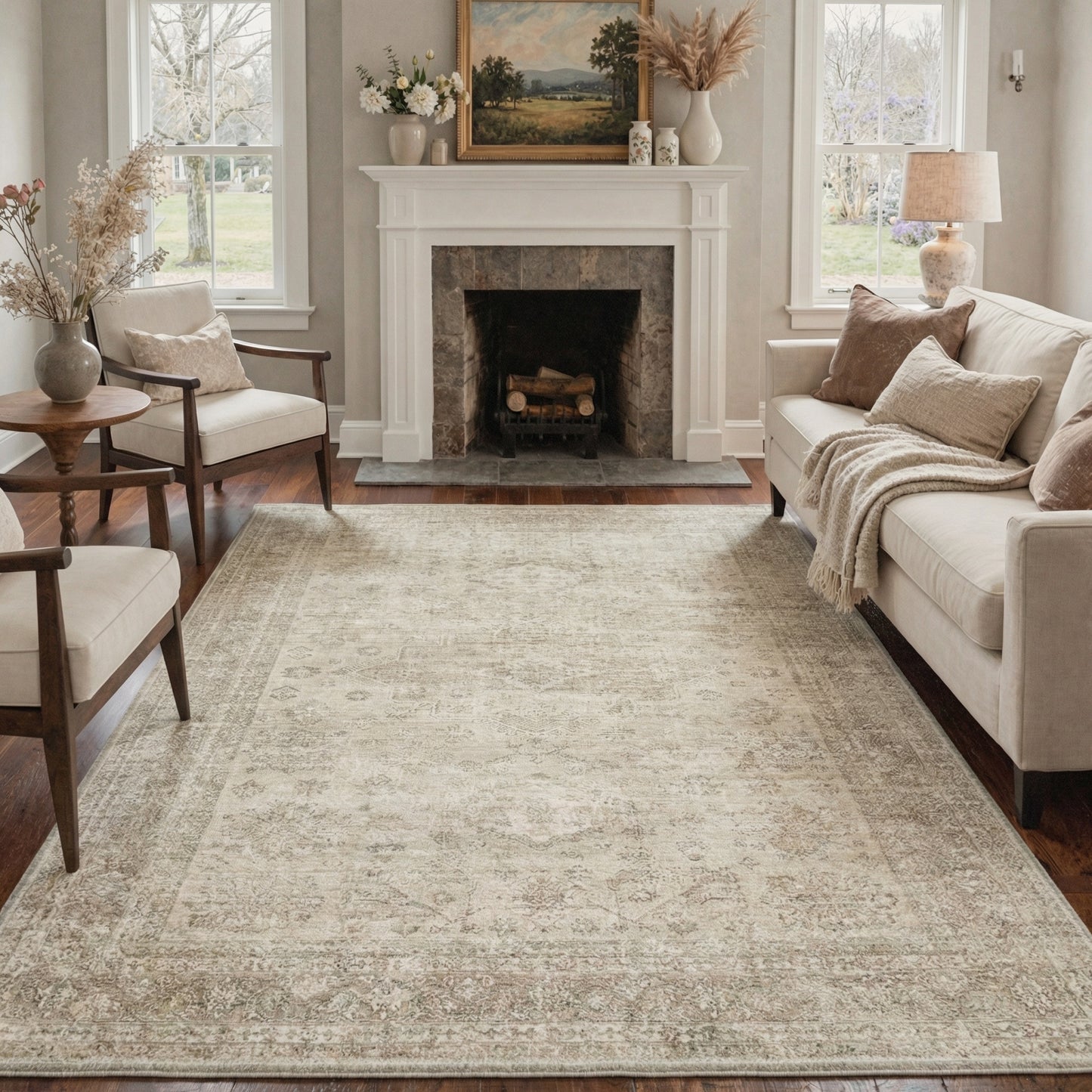 KUETH  Area Rugs Machine Washable Rugs for Living Room, Non Slip Throw Rug with Rubber Backing, Rug for Entryway、Bedroom、Kitchen、Floor and Dining Room
