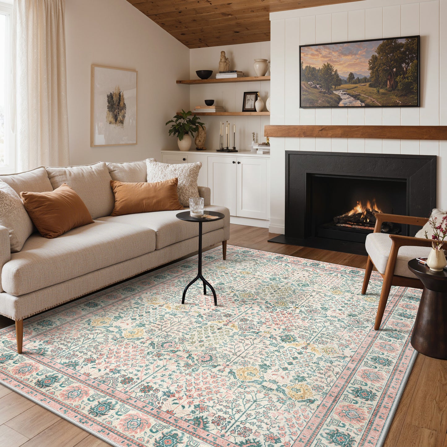 KUETH  Area Rugs Machine Washable Rugs for Living Room, Non Slip Throw Rug with Rubber Backing, Rug for Entryway、Bedroom、Kitchen、Floor and Dining Room