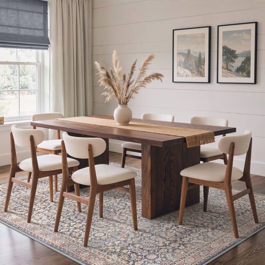 KUETH Modern 5x7 Area Rugs for Living Room, Non Slip Machine Washable Retro Rugs, Low Pile Chenille Print Rug for Bedroom, Dining Room, Home Office