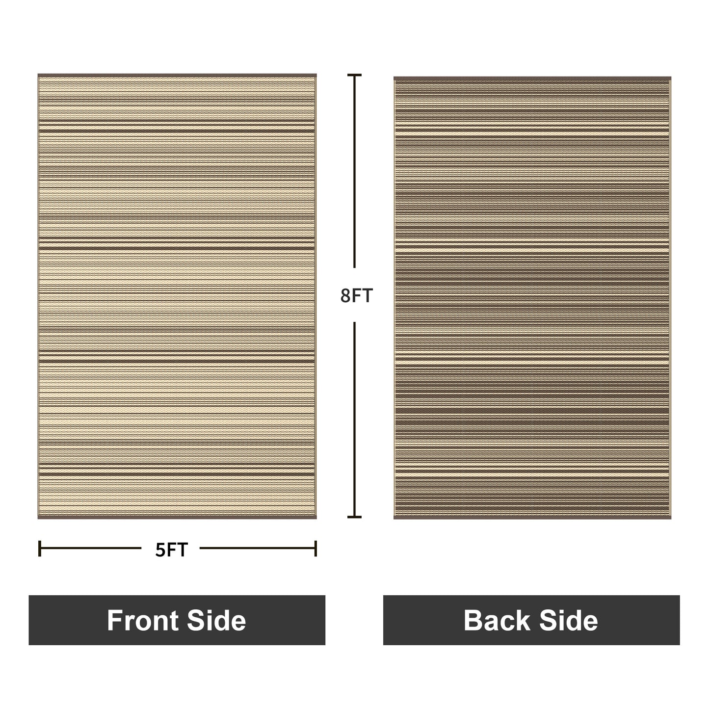 KUETH 5'x 8' Outdoor Waterproof Rug Camping Mat Patio Carpet,COFFEE&BEIGE