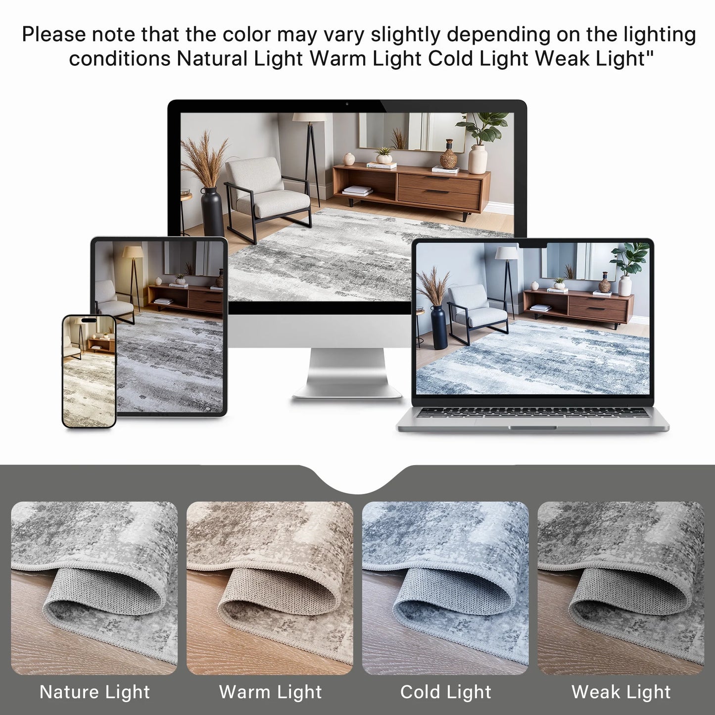 KUETH 6x9 Area Rugs for Living Room Bedroom, Machine Washable Stain Resistant Non-Shed Carpet, Low Pile Mat with Non Slip Backing