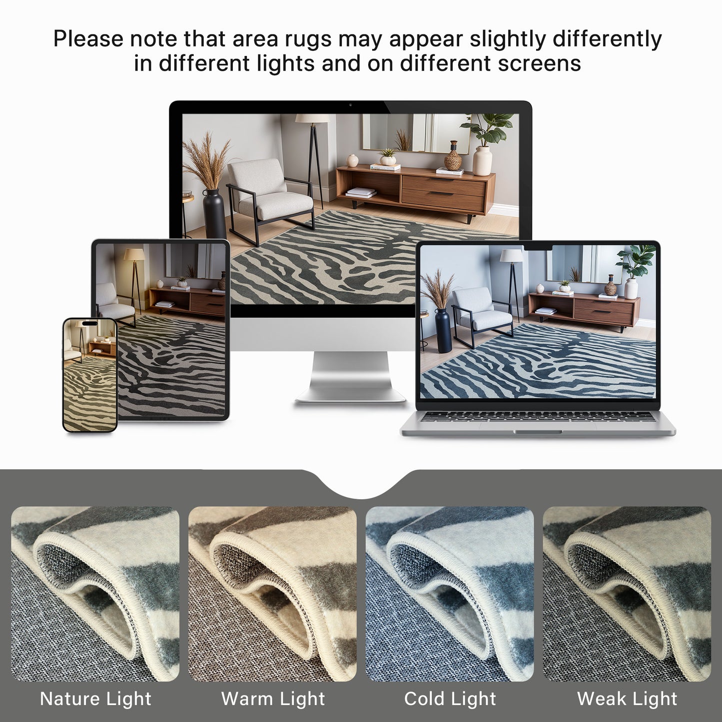 KUETH 5x7 Zebra Area Rugs Machine Washable Rugs for Living Room, Non Slip Flat Pile Rug with Rubber Backing, Modern Rug for Entryway Bedroom Dining Room Home Office