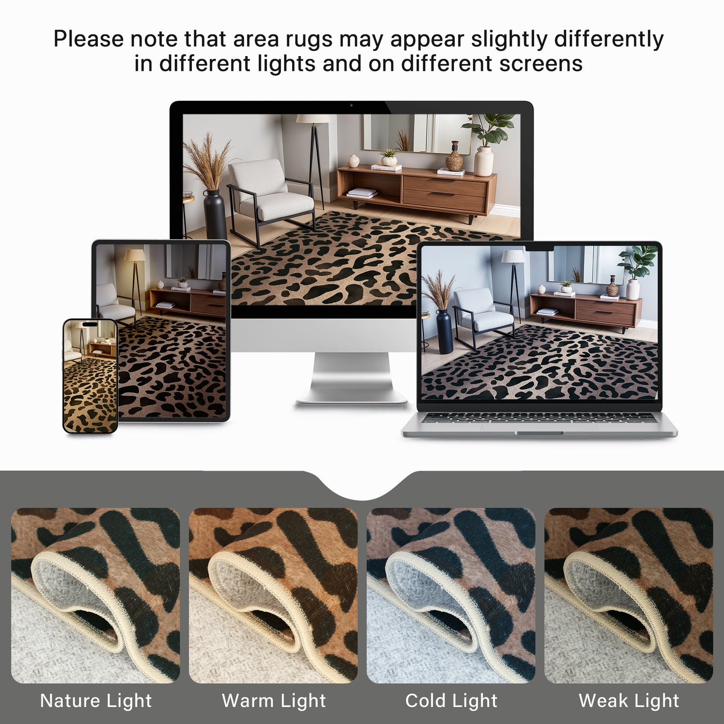 KUETH 5x7 Panthera Area Rugs Machine Washable Rugs for Living Room, Non Slip Flat Pile Rug with Rubber Backing, Modern Rug for Entryway Bedroom Dining Room Home Office