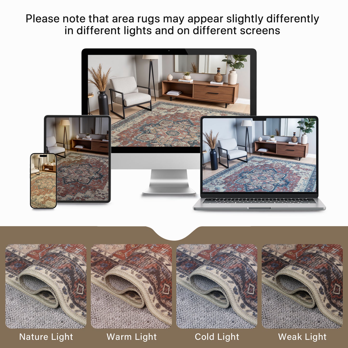 KUETH  Area Rugs Machine Washable Rugs for Living Room, Non Slip Throw Rug with Rubber Backing, Rug for Entryway、Bedroom、Kitchen、Floor and Dining Room