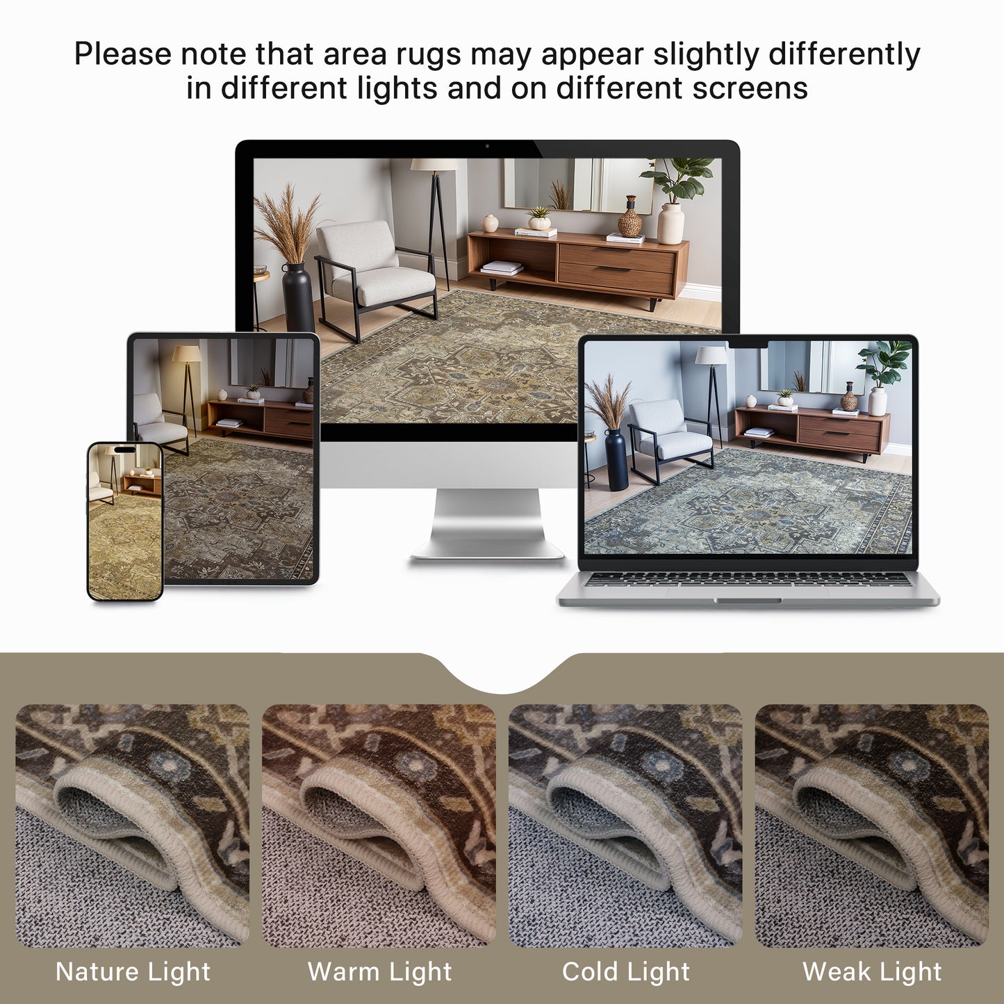 KUETH  Runner Rug Machine Washable, Kitchen Runner Rug for Floor and Hallway, Non Slip Throw Area Rug with Rubber Backing for Living Room、 Entryway、Bedroom and Dining Room