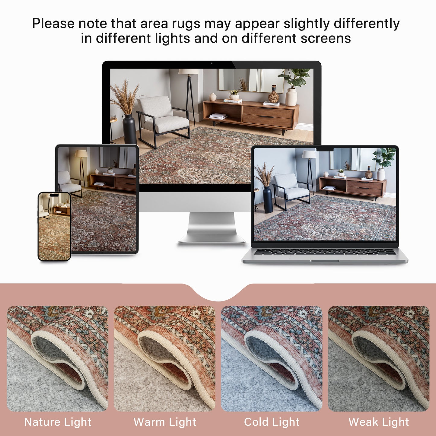 KUETH  Area Rugs Machine Washable Rugs for Living Room, Non Slip Throw Rug with Rubber Backing, Rug for Entryway、Bedroom、Kitchen、Floor and Dining Room